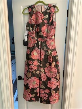 NEW Kay Unger Anna Floral Sleeveless T-Length Midi Dress‎ Formal Party Size 6